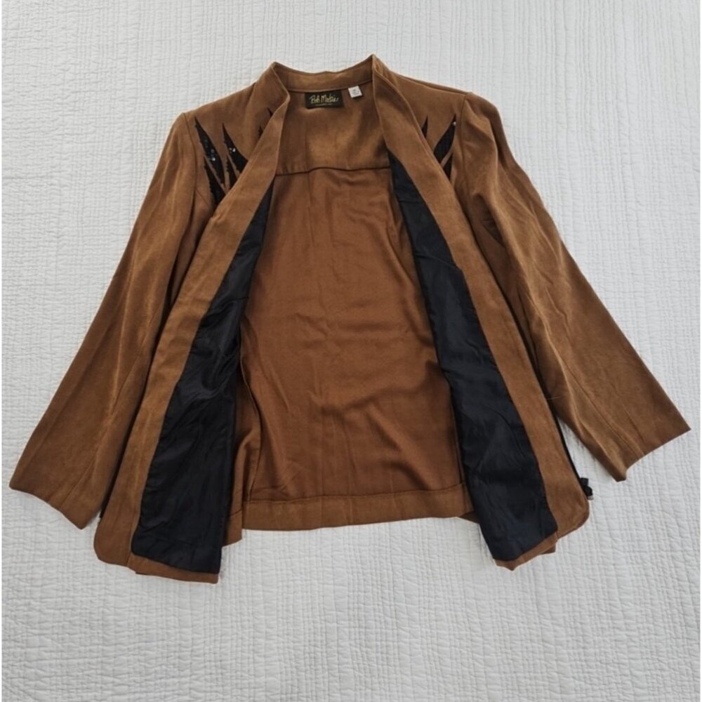 Bob Mackie Sequined Jacket Women's XL Brown Full Zip Pockets EUC Wearable Art - Picture 6 of 14